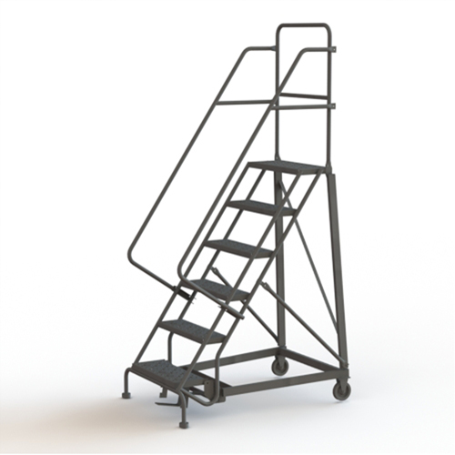 Heavy Duty Rolling Ladder, 6 Steps, 24" Step Width, 60" Platform Height, Steel - Tri-Arc Manufacturing KDHD106246