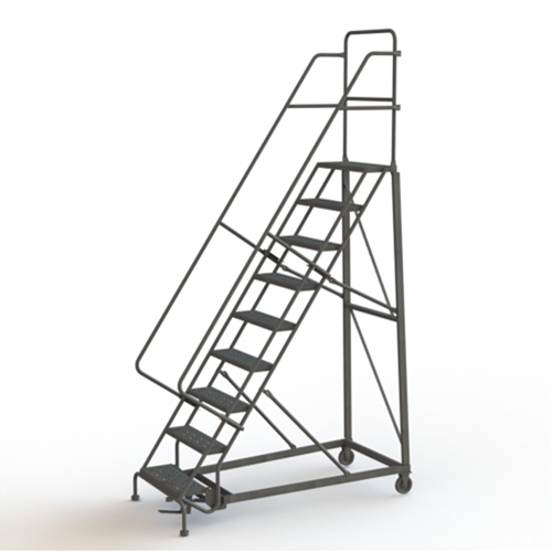 Heavy Duty Rolling Ladder, 9 Steps, 24" Step Width, 90" Platform Height, Steel - Tri-Arc Manufacturing KDHD109246