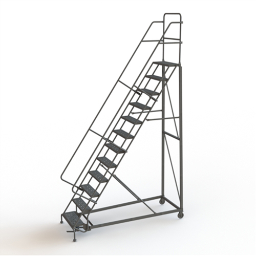 &eacute;chelles roulantes robustes, 12 marches, Largeur de la marche 24", Hauteur de la plateforme 120", Acier - Tri-Arc Manufacturing KDHD112246