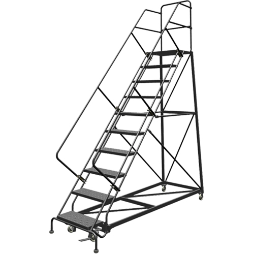 Safety Slope Rolling Ladder, 9 Steps, Perforated, 50° Incline, 90" High - Tri-Arc Manufacturing KDEC109246