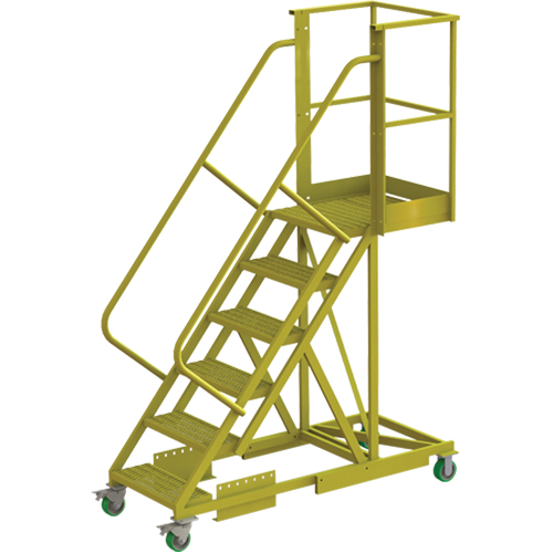 Cantilever Rolling Ladder, Supported, 6 Steps, 20" Platform Depth, 60" Platform Height - Tri-Arc Manufacturing UCS500620242