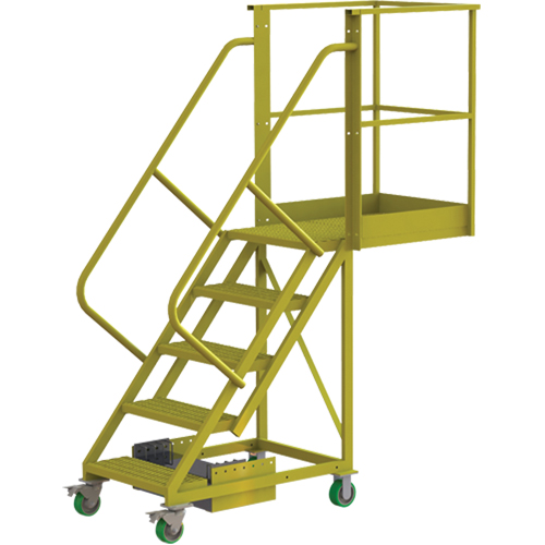 Cantilever Rolling Ladder, Unsupported, 5 Steps, 30" Platform Depth, 50" Platform Height - Tri-Arc Manufacturing UCU500530246