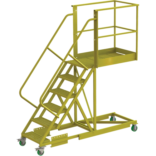 Cantilever Rolling Ladder, Supported, 6 Steps, 40" Platform Depth, 60" Platform Height - Tri-Arc Manufacturing UCS500640242