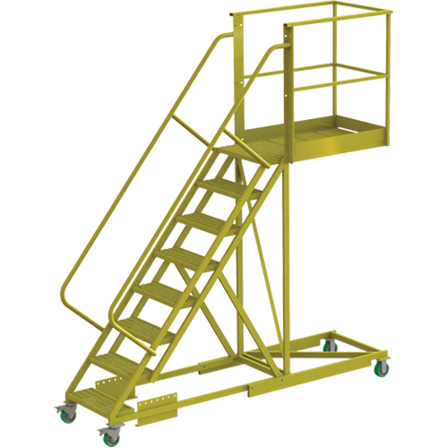&eacute;chelle roulante en porte-&agrave;-faux, Renforc&eacute;, 8 marches, Profondeur de la plateforme 40", Hauteur de la plateforme 80" - Tri-Arc Manufacturing UCS500840246