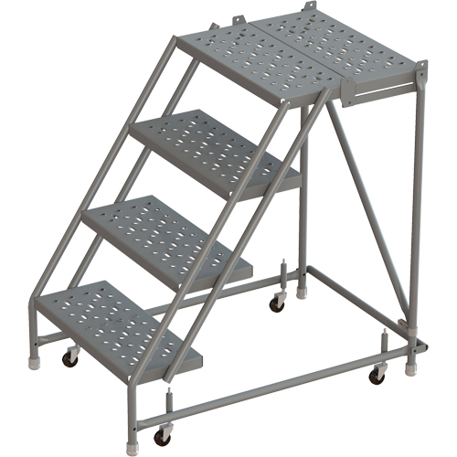 Escabeaux roulants &agrave; dessus profond, 4 marches, Largeur de la marche 16", Hauteur de la plateforme 40", Acier - Tri-Arc Manufacturing KDSR004166-D2