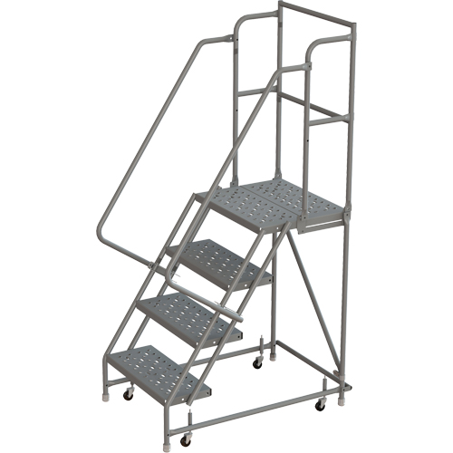 Deep Top Step Rolling Ladder, 4 Steps, 24" Step Width, 40" Platform Height, Steel - Tri-Arc Manufacturing KDSR104246-D2