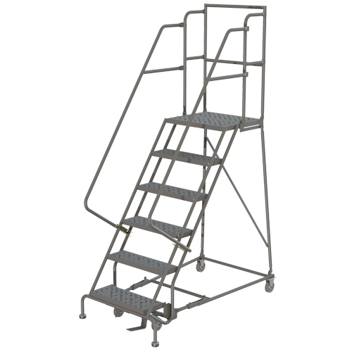 Deep Top Step Rolling Ladder, 10 Steps, 24" Step Width, 100" Platform Height, Steel - Tri-Arc Manufacturing KDSR110246-D2