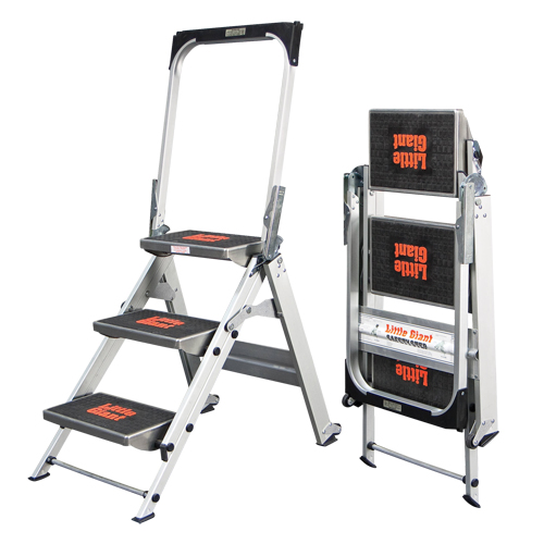 Safety Stepladder with Bar & Tray, 2.2', Aluminum, 300 lbs. Capacity, Type 1A - Little Giant Ladders 10310BA-303
