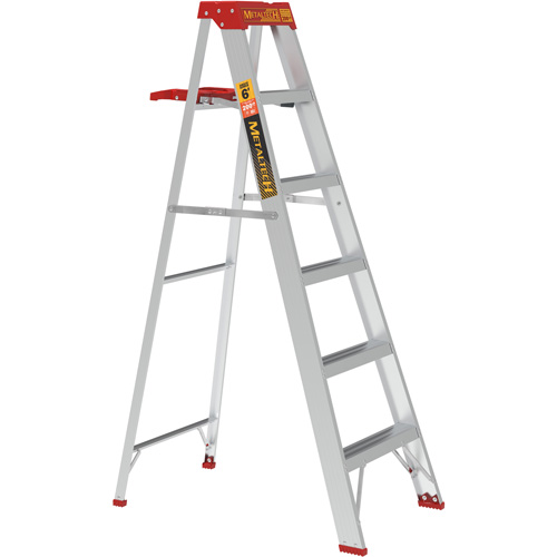 Step Ladder with Paint Tray, 6', Aluminum, 200 lbs. Capacity, Type 3 - Metaltech E-SLA6TT3