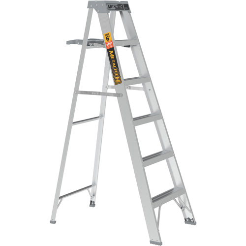 Step Ladder with Paint Tray, 6', Aluminum, 225 lbs. Capacity, Type 2 - Metaltech E-SLA6TT2