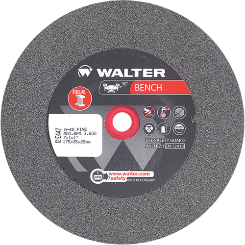 Bench Grinding Wheels, 7" x 1", 1" Arbor, 1 - Walter Surface Technologies 12E447
