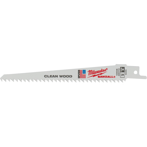 Fleam Ground Sawzall&reg; Reciprocating Blade, Bi-Metal, 6 TPI, 6" L x 3/4" W - Milwaukee 48-00-5015