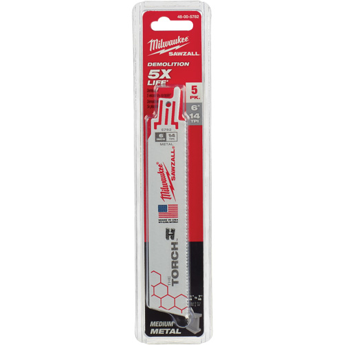 Lame The Torch Sawzall, Bim&eacute;tal, 14 Dents par pouce, 6" lo x 1" la - Milwaukee 48-01-2782