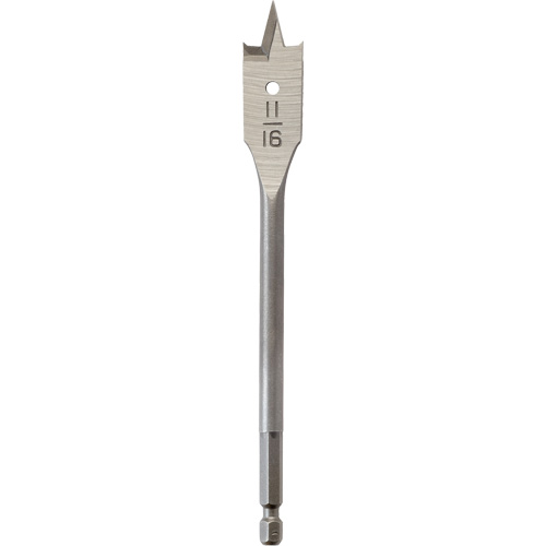 Flat Boring Bit, 11/16" Diameter, 1/4" Hex Shank, 6-1/8" Length - Milwaukee 48-27-0681