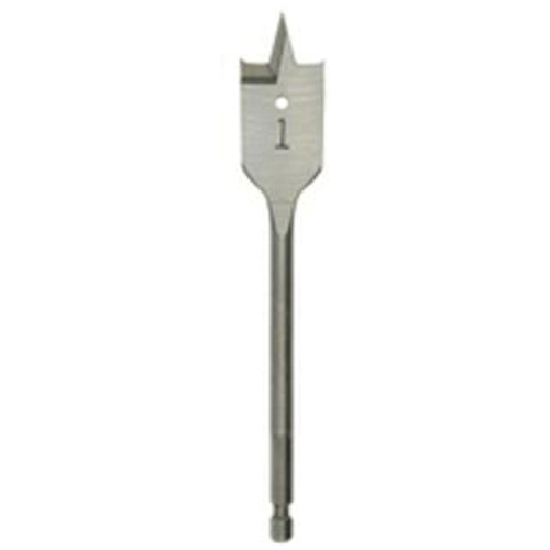 Flat Boring Bit, 1-1/8" Diameter, 1/4" Hex Shank, 6" Length - Milwaukee 48-27-1121