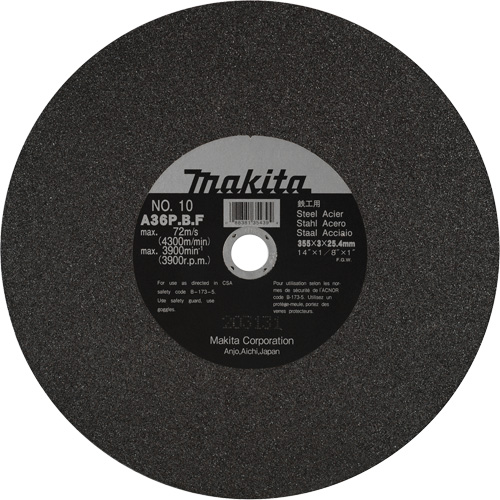 Metal Cutting Wheels, 14" x 1/8", 1" Arbor, Aluminum Oxide, 3900 RPM - Makita A-90168