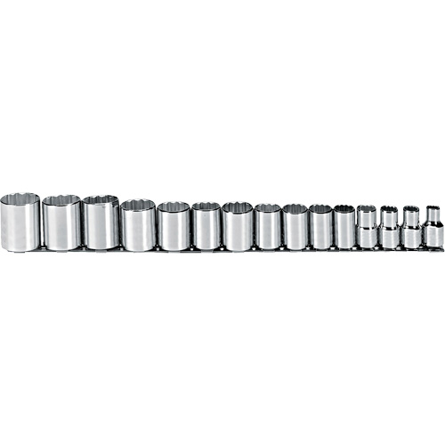 Socket Set, 15 Pcs, 1/2" Drive Size - Proto J54114