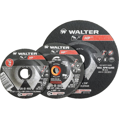 HP Combo Depressed Center Combination Wheel, 3" x 1/8", 3/8" Arbor, Type 27 - Walter Surface Technologies 08B312