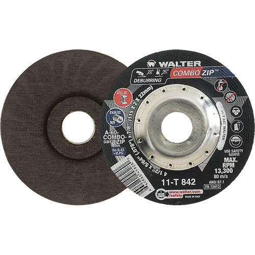 Right Angle Grinder Reinforced Cut-Off Wheels - Combo Zip, 4-1/2" x 5/64", 7/8" Arbor, Type 27 - Walter Surface Technologies 11T842