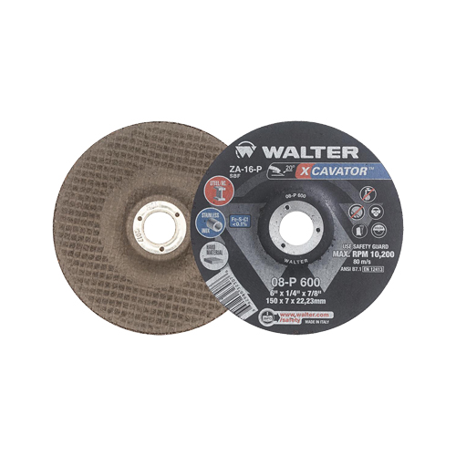 Meule XCAVATOR, 6" x 1/4", Arbre 7/8", Zirconium, Type 27 - Walter Technologies Pour Surface 08P600