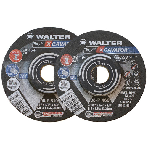 Meule XCAVATOR, 9" x 1/4", Arbre 7/8", Zirconium, Type 27 - Walter Technologies Pour Surface 08P900