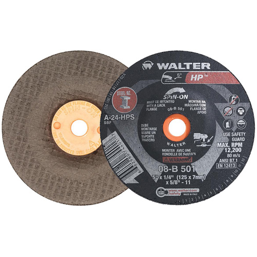 Meule HP vissable, 5" x 1/4", Arbre 5/8"-11, Type 28S - Walter Technologies Pour Surface 08B501