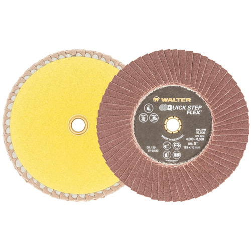Disque &agrave; lamelles QUICK-STEP FLEX, 5" x Type 29, Grain 120, Oxyde d'aluminium - Walter Technologies Pour Surface 07Q512