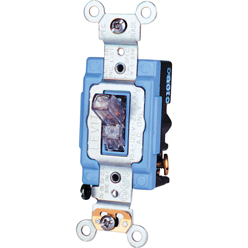 Poign&eacute;e illumin&eacute;e &agrave; borne arri&egrave;re & lat&eacute;rale, avec basculement tripolaire - Leviton 1203-LHC