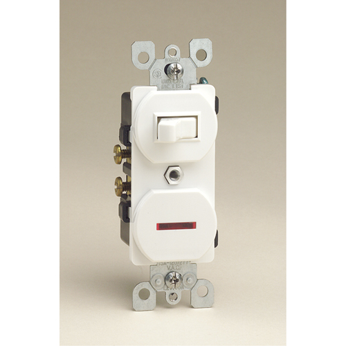 Combination Single-Pole Switch & Neon Pilot Light - Leviton 5226-W