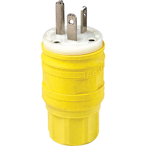 Wetguard Watertight Straight Blade Plug, Plastic, 20 A, 250 V - Leviton 14W48