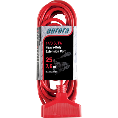 Cordon rallonge en vinyle, Ext&eacute;rieur, SJTW, AWG 14/3, 15 A, 3 prise(s), 25' - Outils Aurora 