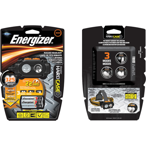 Hardcase Rugged Headlamp, LED, 325 Lumens, 6.5 Hrs. Run Time, AA Batteries - Energizer TUFHD31PE