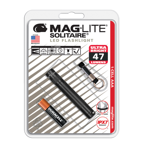 Solitaire&reg; Flashlights, LED, 47 Lumens, AAA Batteries - Maglite SJ3A016