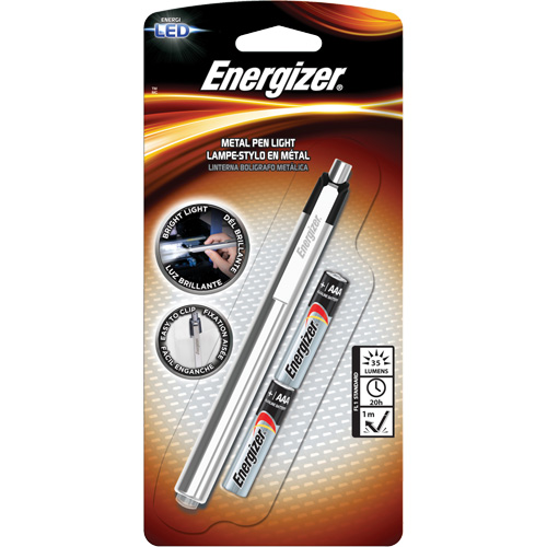 Pen Light, LED, 35 Lumens, Aluminum Body, AAA Batteries, Included - Energizer PLED23AEH
