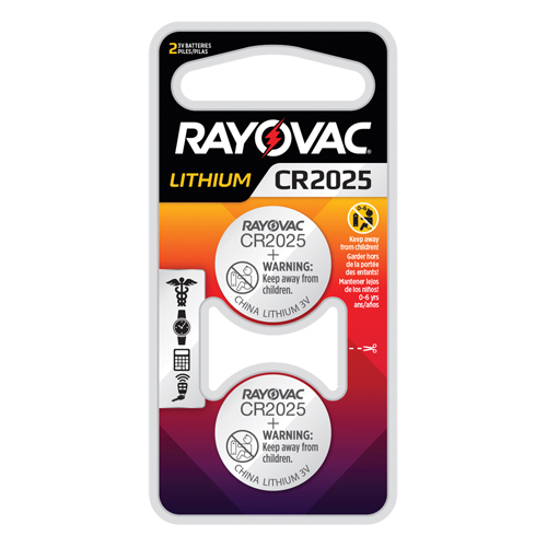 CR2025 Lithium Coin Cell Batteries, 3 V - Rayovac KECR2025-2