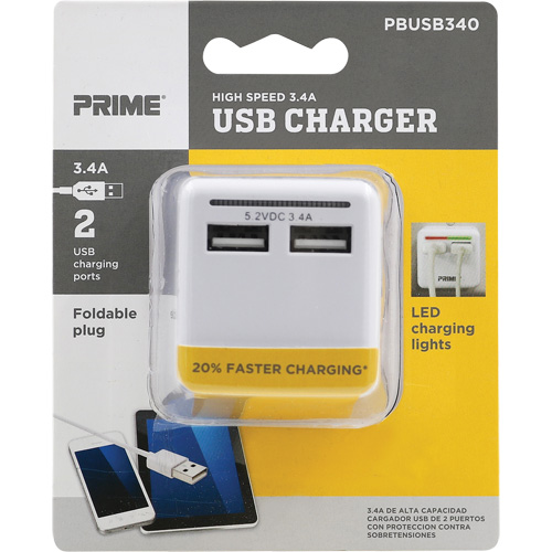 Prime&reg; High-Speed USB Charger - Prime PBUSB340