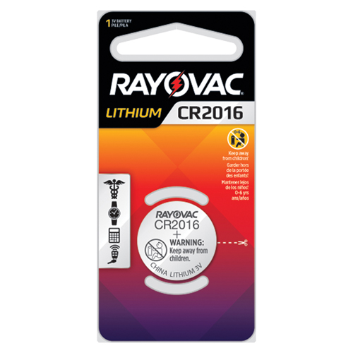 CR2016 Lithium Coin Cell Battery, 3 V - Rayovac KECR2016-1