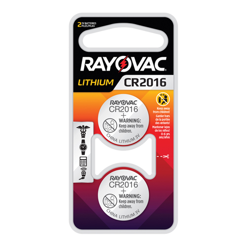CR2016 Lithium Coin Cell Batteries, 3 V - Rayovac KECR2016-2