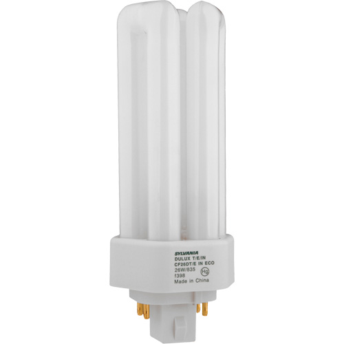Dulux&reg; D/E/IN Amalgam Triple-Tube Compact Fluorescent Lamp, T (T4), 42 W, 3500 K, G24Q-4 Base, 16000 hrs. - Sylvania 20871