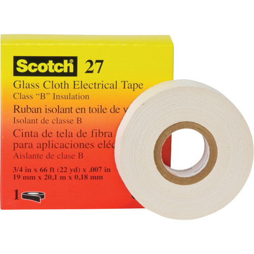 Ruban isolant en toile de verre 27 Scotch, 12 mm (1/2") la x 20 m (66') lo - 3M 27-1/2X66-1IN