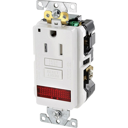 Prise DDFT SmartlockPro tr&egrave;s r&eacute;sistante &agrave; autotest - Leviton GFPL1-PLW