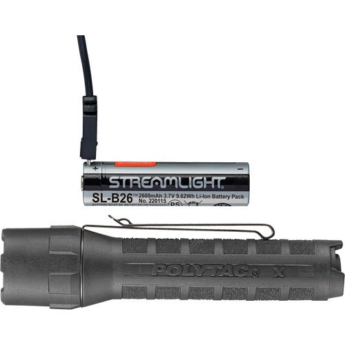 PolyTac&reg; X USB Tactical Light, LED, 600 Lumens, Rechargeable/CR123A Batteries - Streamlight 88613