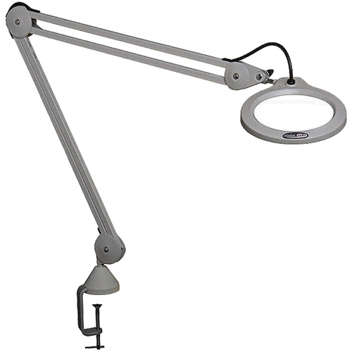 Lampe grossissante, Dioptrie 5, Ampoule DEL, Bras de 45", Pinces serre-joints, Gris - Luxo LFG028207