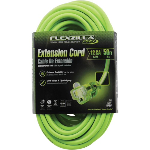Cordon rallonge industriel Flexzilla Pro, Toutes saisons, SJTW, AWG 12/3, 15 A, 50' - Prime FZ512830