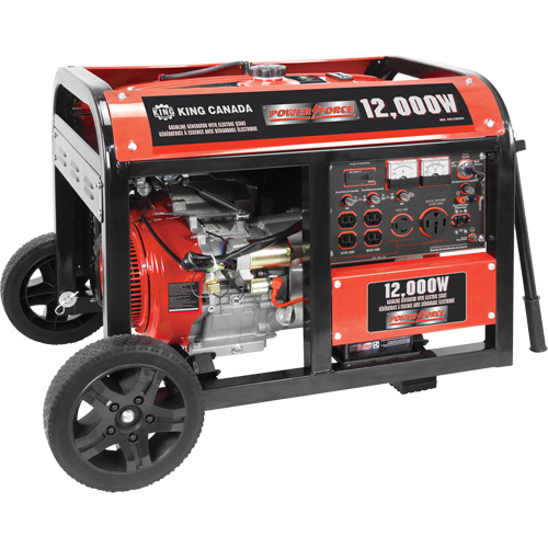 Electric Start Gas Generator with Wheel Kit, 12000 W Surge, 9000 W Rated, 120 V/240 V, 31 L Tank - King Canada KCG-12000GE