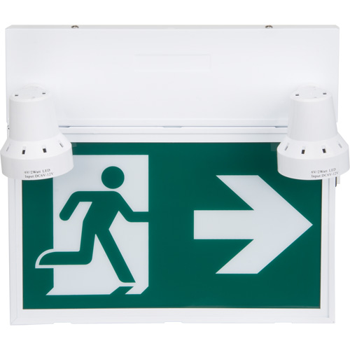 Enseigne d'homme qui court avec &eacute;clairage de s&eacute;curit&eacute;, DEL, &agrave; piles/&agrave; raccordement fixe, 12-1/10" lo x 11" la, Pictogramme - Produits de sécurité Zenith 