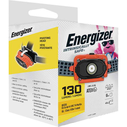Lampe frontale &agrave; s&eacute;curit&eacute; intrins&egrave;que, DEL, 130 lumens, 6 hres de fonctionnement, piles AAA - Energizer ENISHD32E