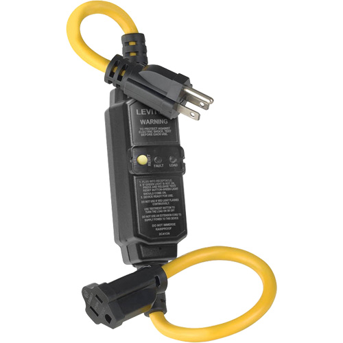 Self-Test Automatic Reset GFCI Cord Set, 120 V, 15 A, 2' Cord - Leviton GSCA1-102-02C