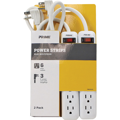 Bloc multiprise paquet de 2, 6 Prise(s), 3', 15 A, 1875 W, 125 V - Prime PRIPB8100X2A