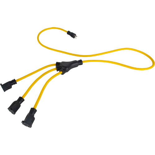 W-Style Power Adapter, Outdoor, STOW, 12/3 AWG, 15 A, 3 Outlet(s), 2' - Aurora Tools 